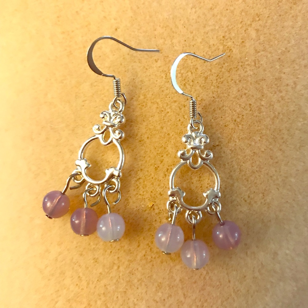 Amethyst bead chandelier earrings